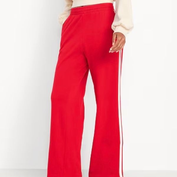 Old Navy High-Waisted SoComfy Wide-Leg Sweatpants - Red/White Stripe