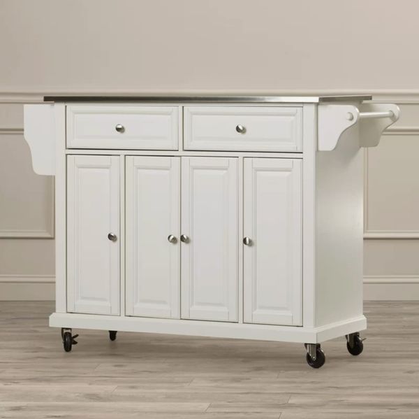Darby Home Co. Pottstown Kitchen Island with Stainless Steel Top