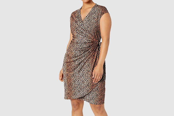Lark & Ro Women's Plus Size Classic Cap Sleeve Wrap Dress