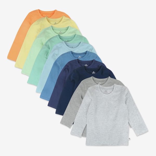 Honest Baby Organic-Cotton Long-Sleeved T-shirts - Rainbow Blues