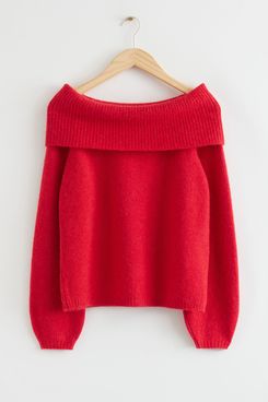 & Other Stories Chunky Off Shoulder Wool Sweater