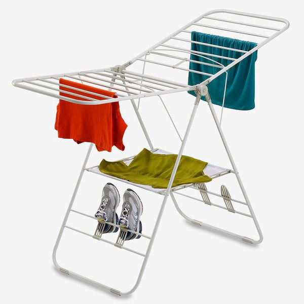 Honey-Can-Do Clothes Drying Rack White Portable A-Frame Design Adjustable Shelf 