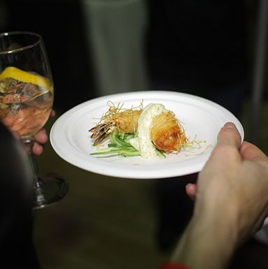 Balaboosta's shrimp katafi with tobiko sauce.
