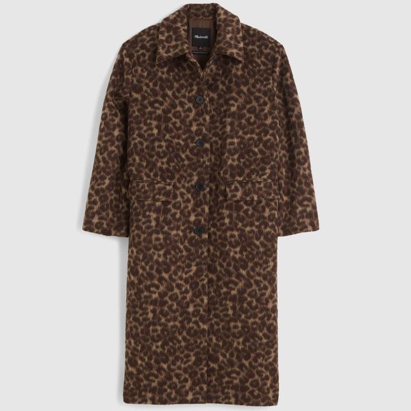 Madewell Single-Breasted Topcoat in Leopard Print