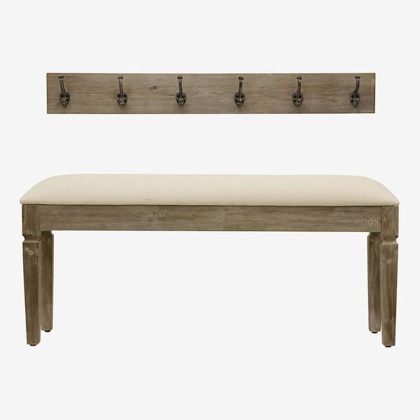 Décor Therapy Waverly Wood Bench with Coat Rack Set