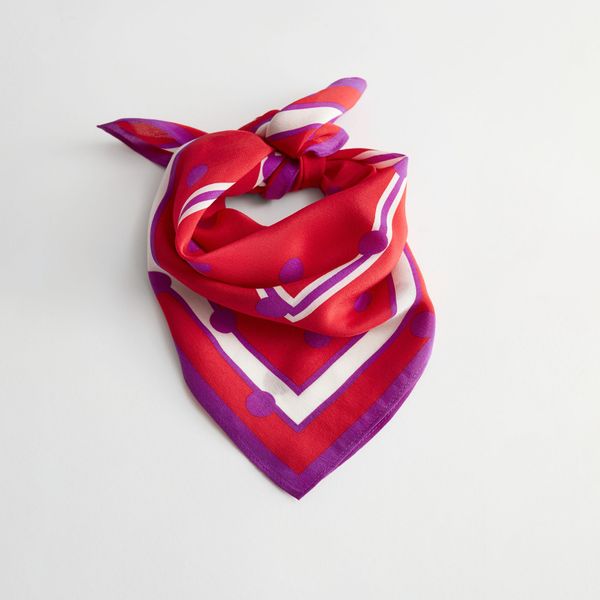 & Other Stories Mulberry Silk Polka Dot Scarf