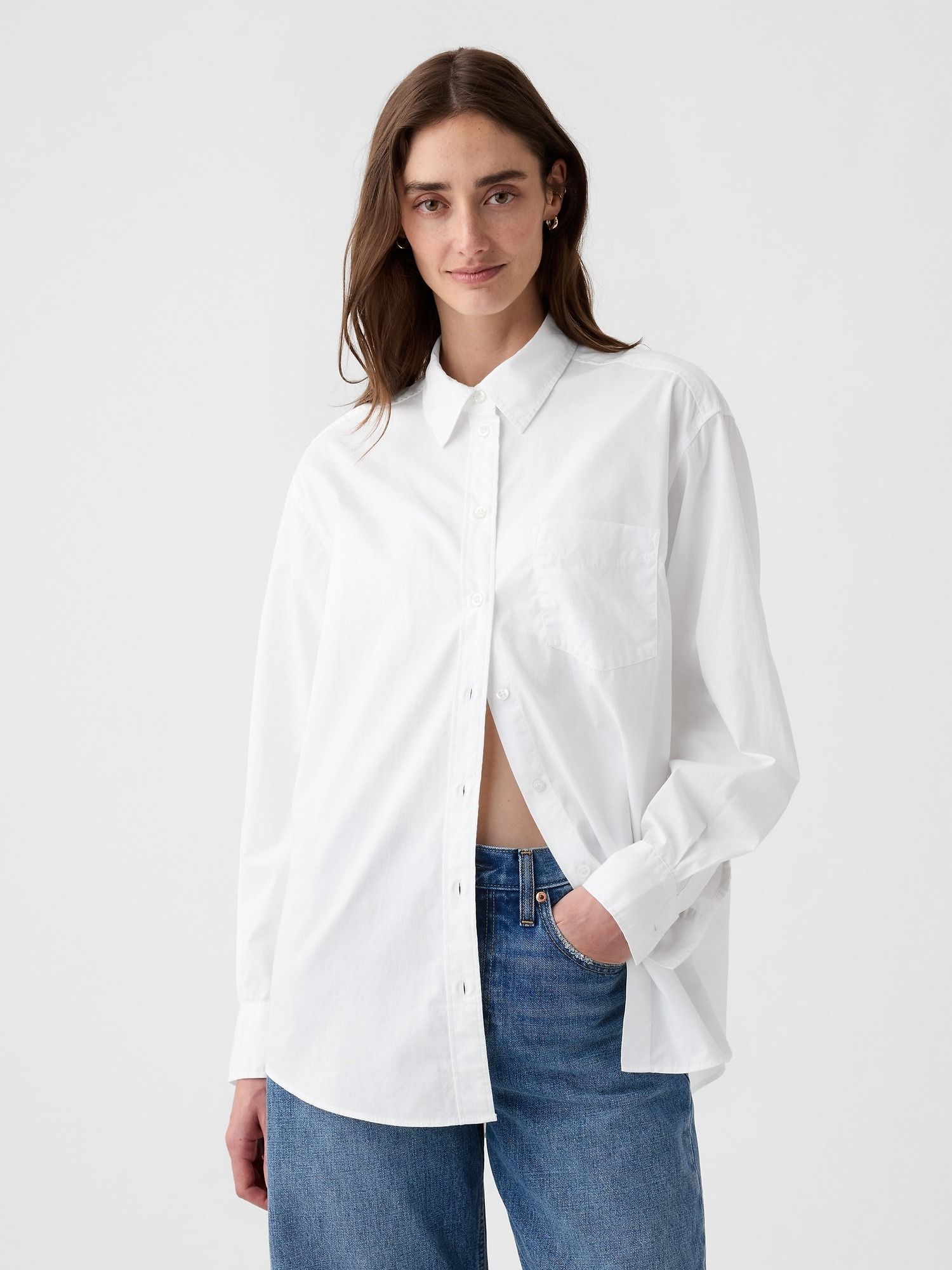 white shirt 90s style button down dress