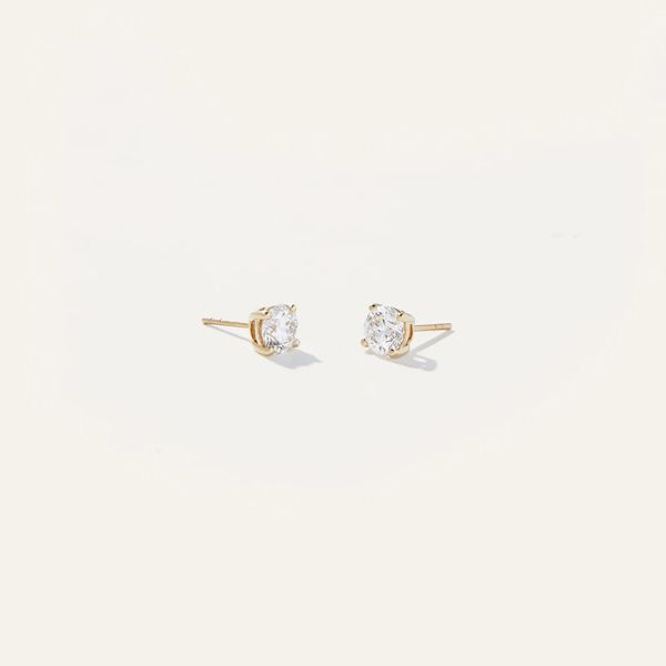 Quince 14K Gold Lab Grown Diamond Four-Prong Solitaire Studs