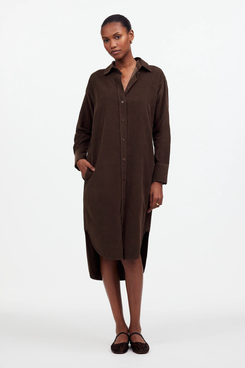 Madewell Corduroy Long-Sleeve Midi Shirtdress