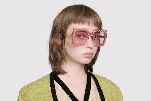Gucci Square-Frame Acetate Sunglasses With Crystals