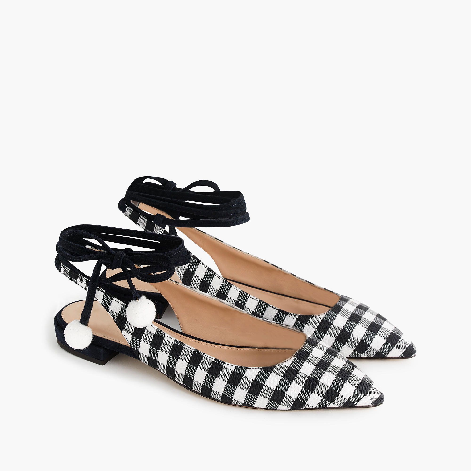Lily Ankle-Wrap Flats in Gingham