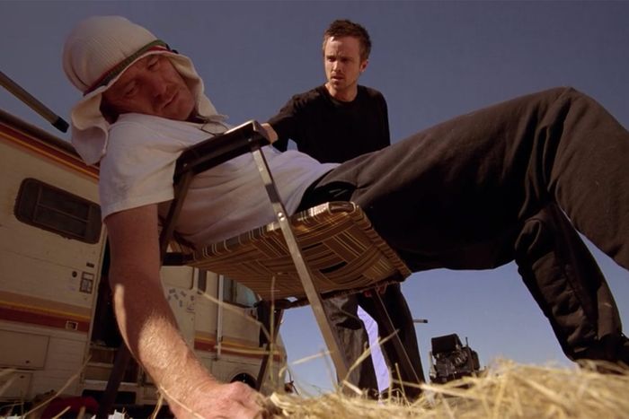 Bryan Cranston as Walt and Aaron Paul as Jesse in the Breaking Bad episode