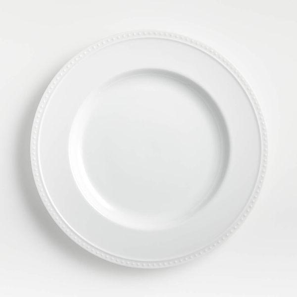 Crate & Barrel Staccato White Porcelain Dinner Plate