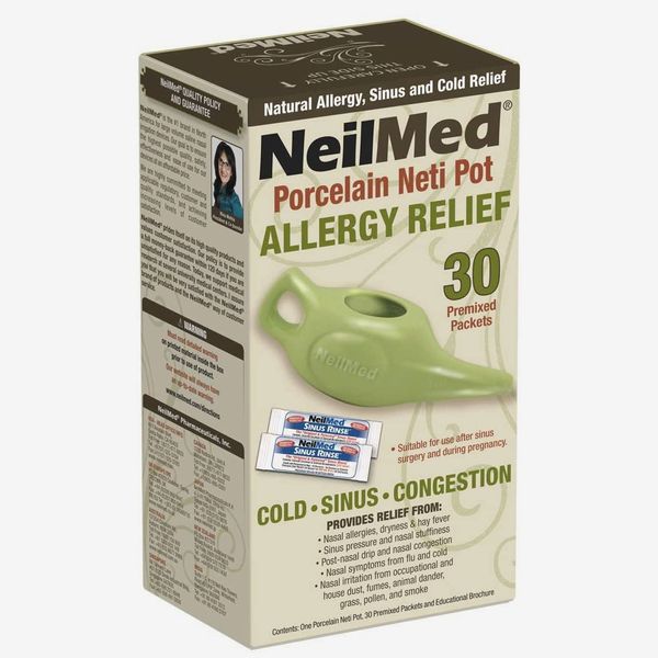 NeilMed Classic Porcelain Neti Pot Green with 30 Premixed Packets