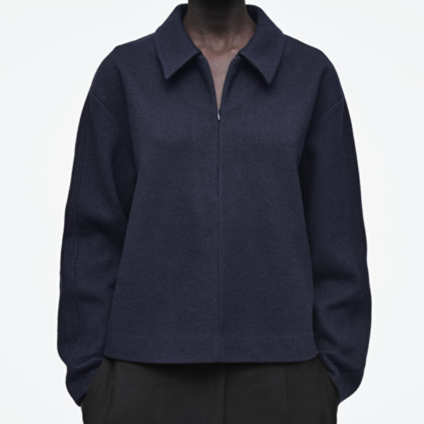 Cos Boiled-Wool Zip-Up Cardigan