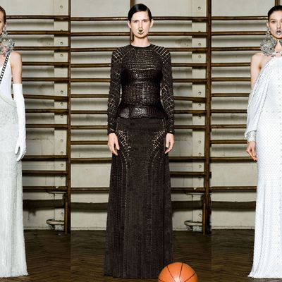 New Givenchy couture! No, we can't explain the basketball.