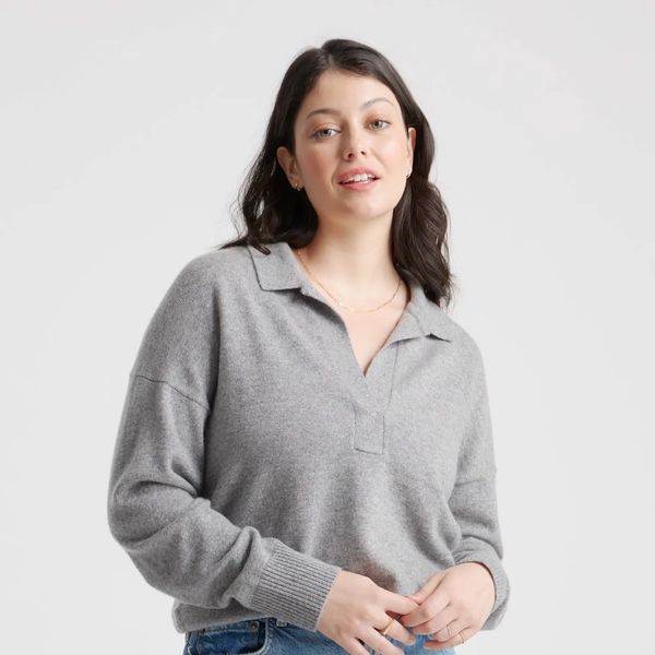 Quince Mongolian Cashmere Polo Sweater