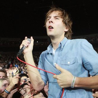 Vocalist Thomas Mars of Phoenix performs during day 2 of the KROQ Almost Acoustic at the Gibson Amphitheatre at Universal CityWalk on December 12, 2010 in Universal City, California