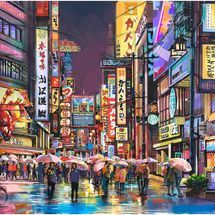 Pintoo Jigsaw Puzzle - Neon Flashes on a Rainy Night, 1,000 Pieces