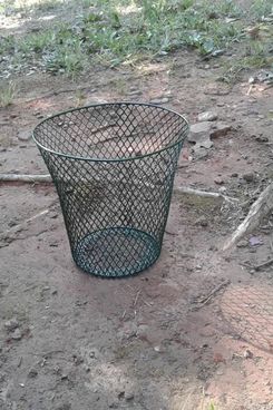 Dark Green Round Metal Waste Basket