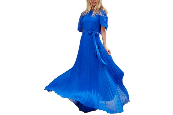 ASOS Flutter Sleeve Pleated Maxi Dress