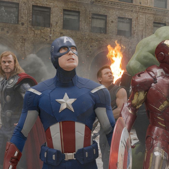 “Marvel's The Avengers” L to R: Black Widow (Scarlett Johansson), Thor (Chris Hemsworth), Captain America (Chris Evans), Hawkeye (Jeremy Renner), Iron Man (Robert Downey Jr.), and Hulk (Mark Ruffalo).