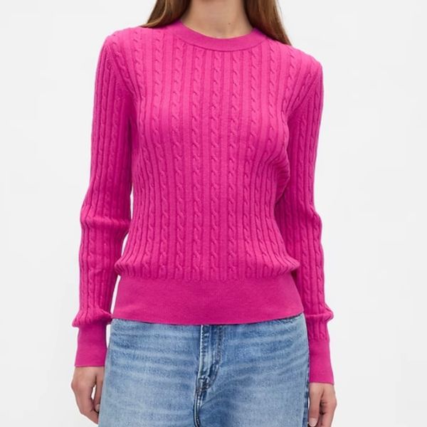 Gap Factory CashSoft Cable-Knit Crewneck Sweater