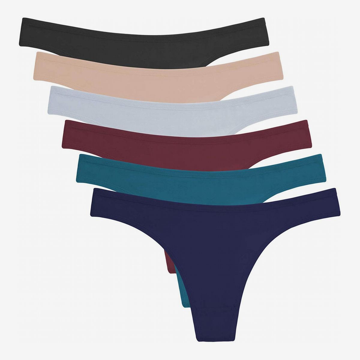 Regular & Plus Size POKARLA Women's Thongs Cotton Breathable Panties Bikini Underwear 5-Pack 