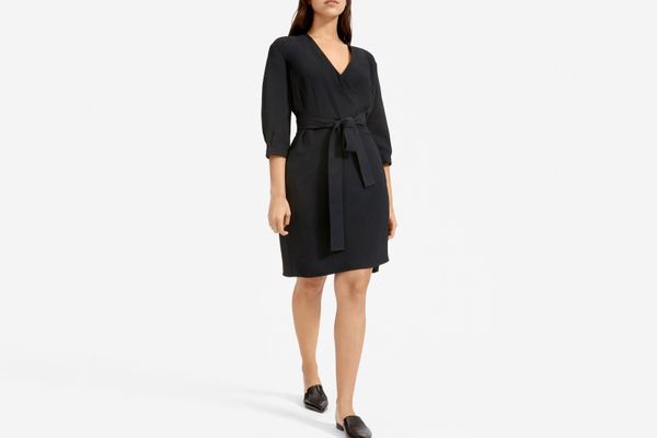 Everlane Japanese GoWeave Long-Sleeve Mini Wrap Dress