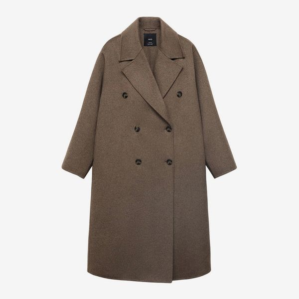 Mango Picarol Double Breasted Wool Blend Coat