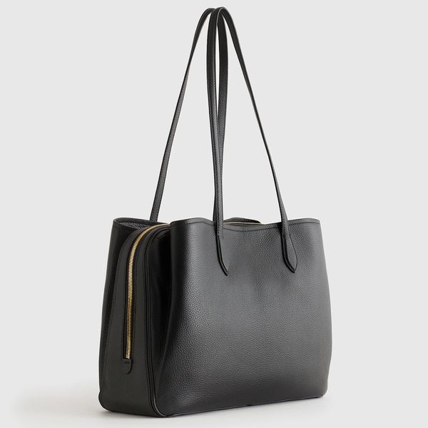 Quince Italian Leather Triple Compartment Work Tote