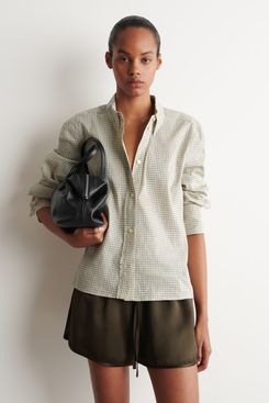 Cos Fringed Checked Linen Cotton Shirt