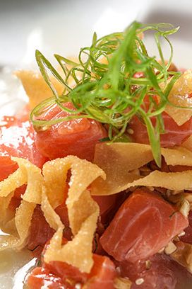 ginger, peanuts, sesame seeds, wontons