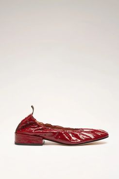 Nomasei Flip Ballet Flats - Embossed Burgundy
