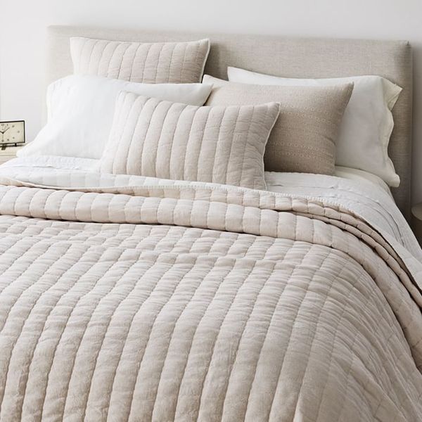 West Elm European Flax Linen Cotton Pick Stitch Quilt & Shams