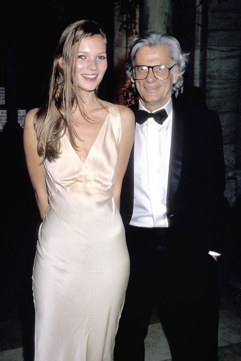 Kate Moss and Richard Avedon during Dinner Party Honoring Richard Avedon Hosted by Random House and The New Yorker - September 27, 1993 in New York City, New York, United States. (Photo by Ron Galella/WireImage)