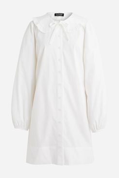 J.Crew Ruffle-Collar Mini Shirtdress in Cotton Poplin