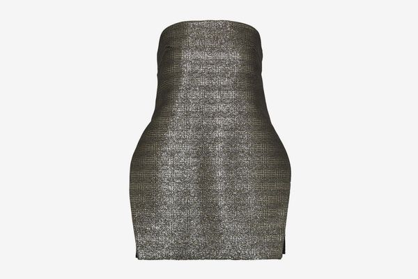 Ellery Sound And Vision Strapless Metallic Checked Jacquard Top