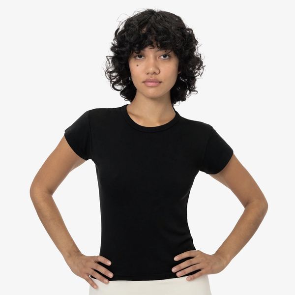 Los Angeles Apparel Garment-Dye Cap-Sleeve Baby-Rib T-Shirt