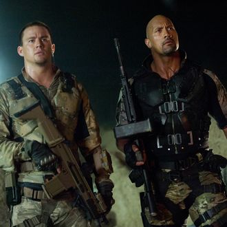 Left to right: Channing Tatum plays Duke and Dwayne Johnson plays Roadblock in G.I. JOE: RETALIATION, from Paramount Pictures, MGM, and Skydance Productions.
GR-02191R