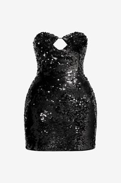 Magda Butrym H&amp;M Sequined Hourglass Dress with Rose Appliqué