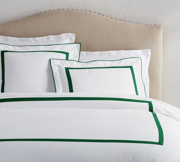 Pottery Barn Morgan Organic Duvet Cover, Dark Emerald