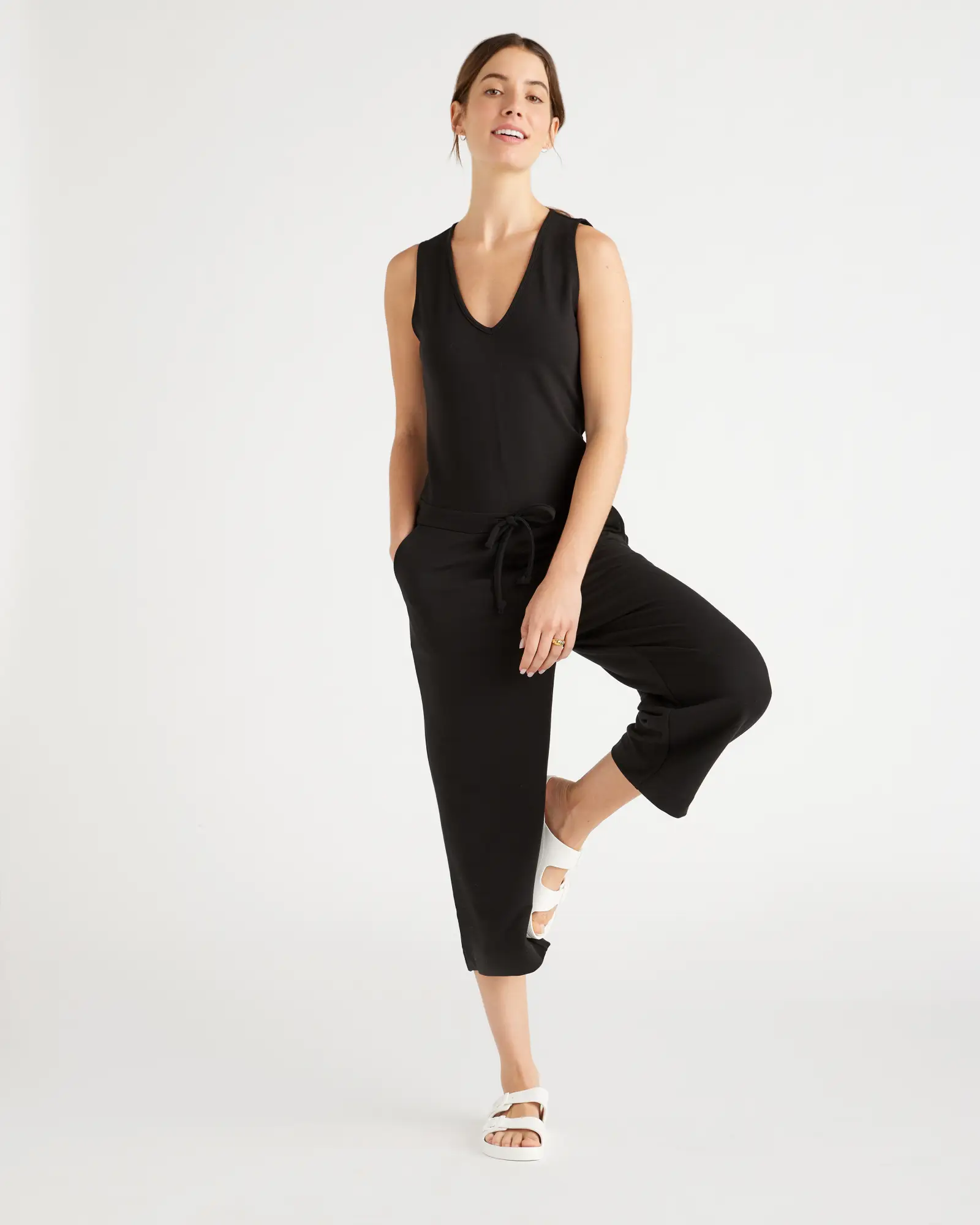 Hanes, Pants & Jumpsuits, Hanes Womens Mid Rise Black Yoga Pants Large