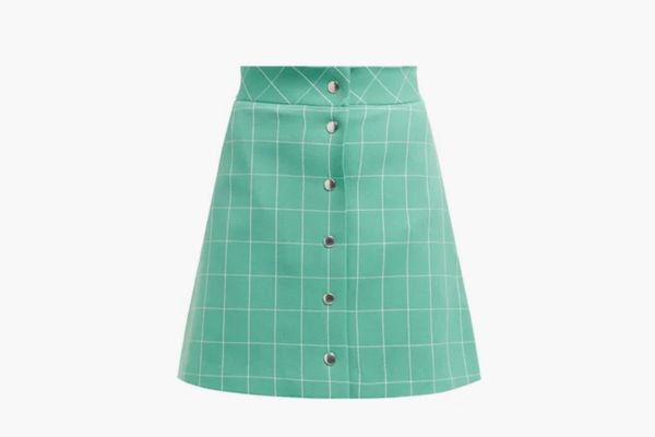 Sara Battaglia High-Rise Checked Mini Skirt