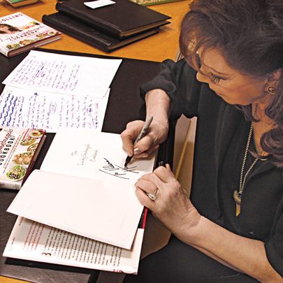 10:45 a.m. I was signing my new Lucky Santangelo cookbook, as presents for my lunch club. I write a book a year. Longhand. I happen to like my handwriting. I like that what you see is what you get.