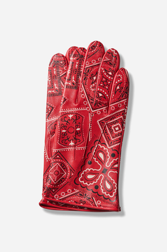 Kapital Leather Cookie Bandana Gloves Red