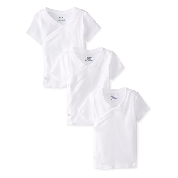Gerber Unisex Short-Sleeve Shirts With Side Snaps, 3-Pack