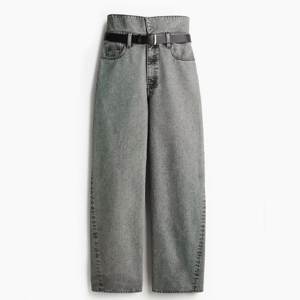 H&amp;M Wide-Leg Paper-Bag Jeans