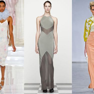 From left: new spring looks from Ralph Lauren, T by Alexander Wang, and L’Wren Scott.
