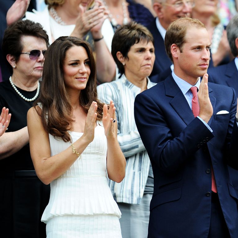 LONDON, ENGLAND - JUNE 27:  Billie Jean King, Catherine, Duchess of Cambridge and Prince William, Duke of Cambridge attend the fourth round match between  Andy Murray of Great Britain and  Richard Gasquet of France on Day Seven of the Wimbledon Lawn Tennis Championships at the All England Lawn Tennis and Croquet Club on June 27, 2011 in London, England.  (Photo by Clive Mason/Getty Images)